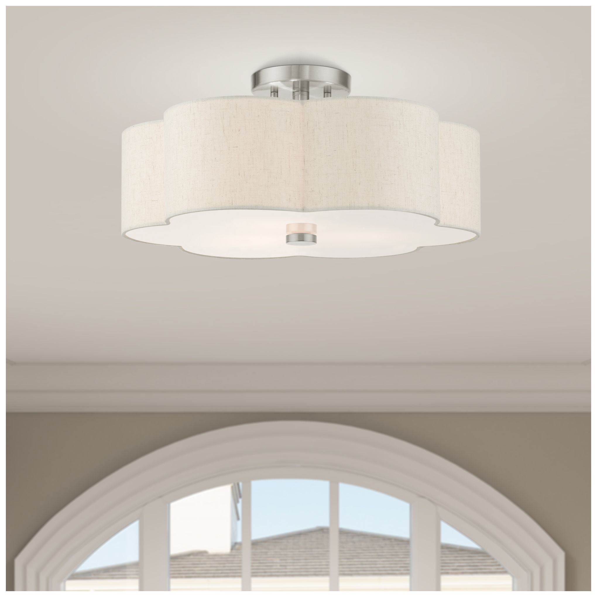 3 Light Brushed Nickel Semi Flush