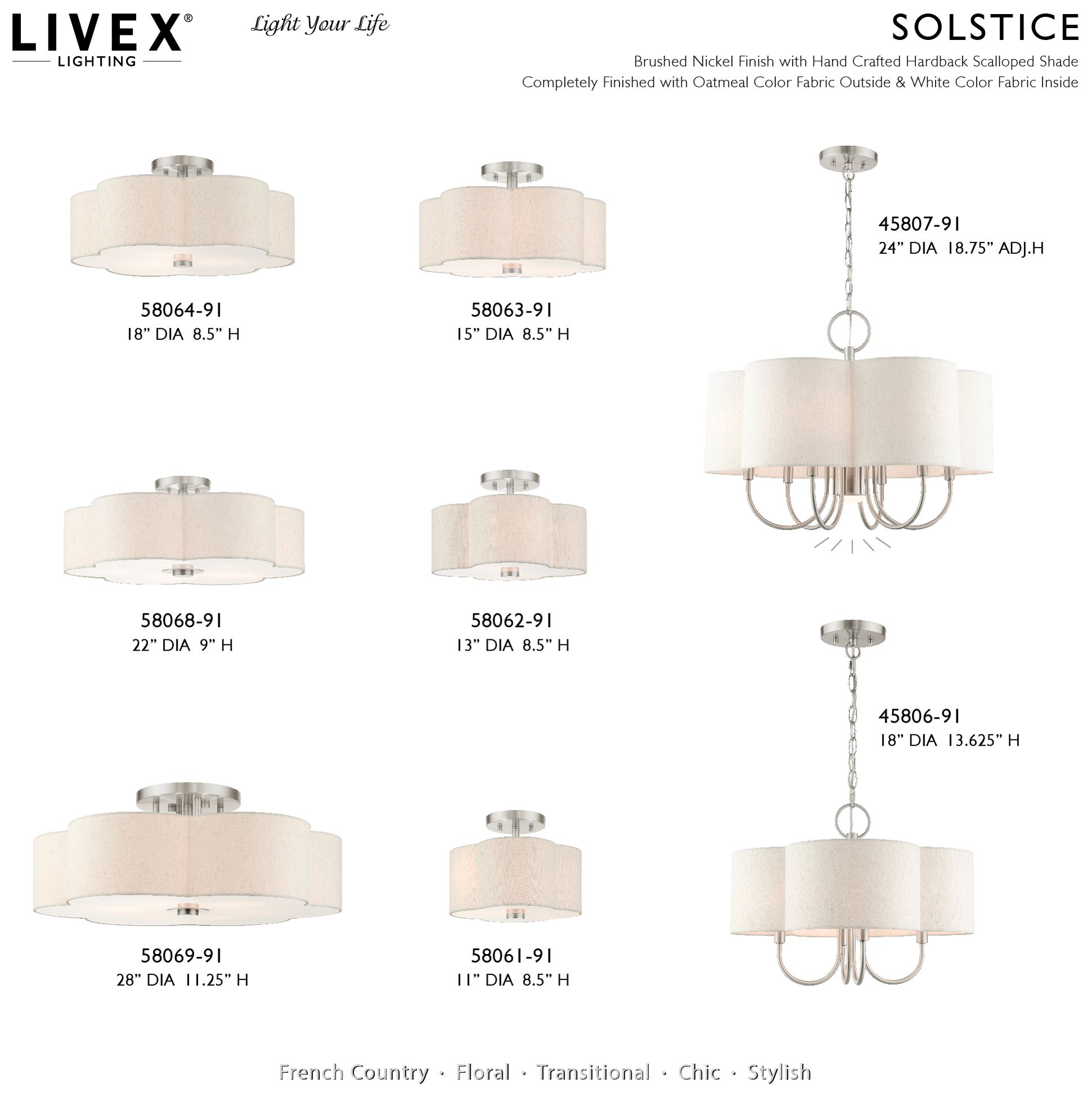 3 Light Brushed Nickel Semi Flush