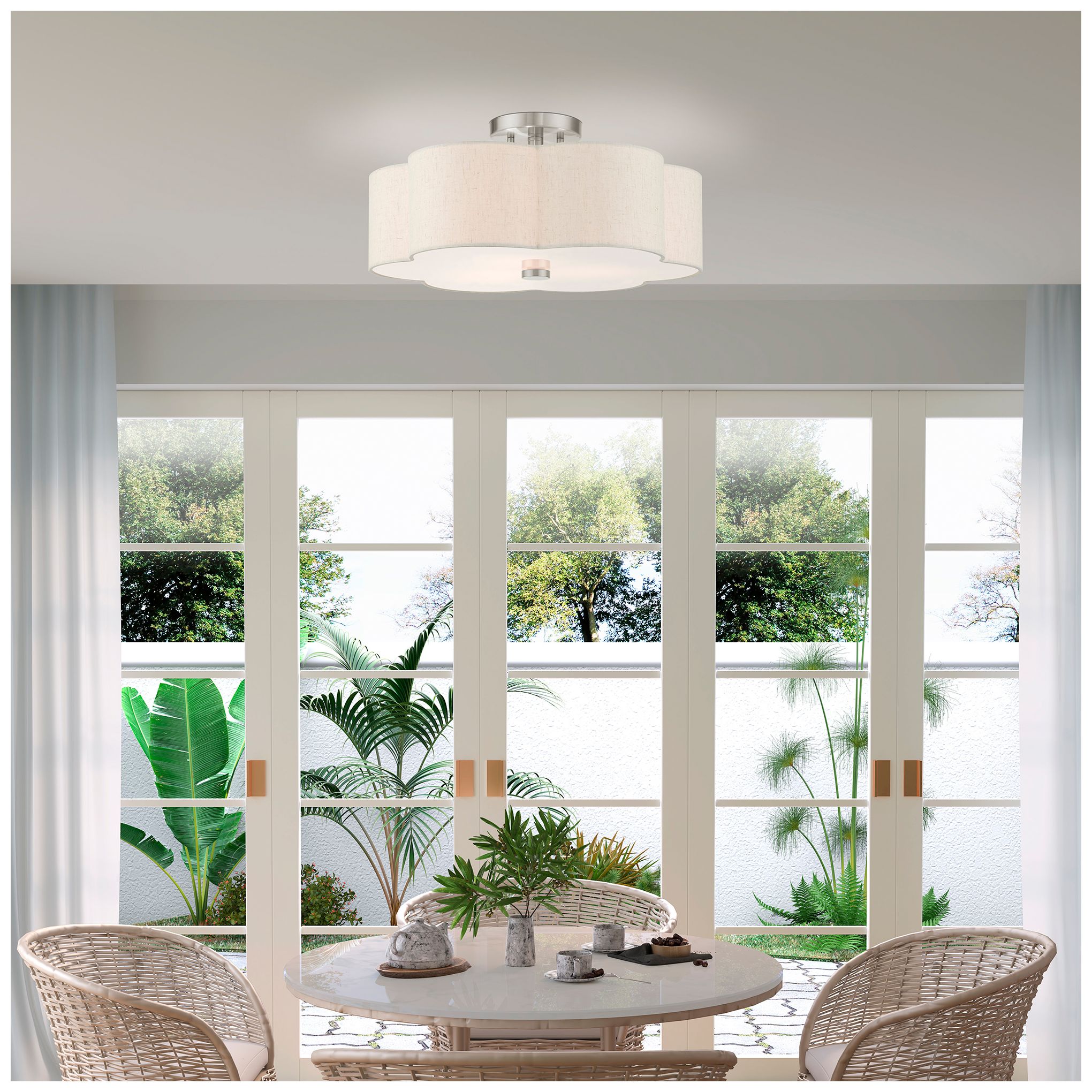 3 Light Brushed Nickel Semi Flush