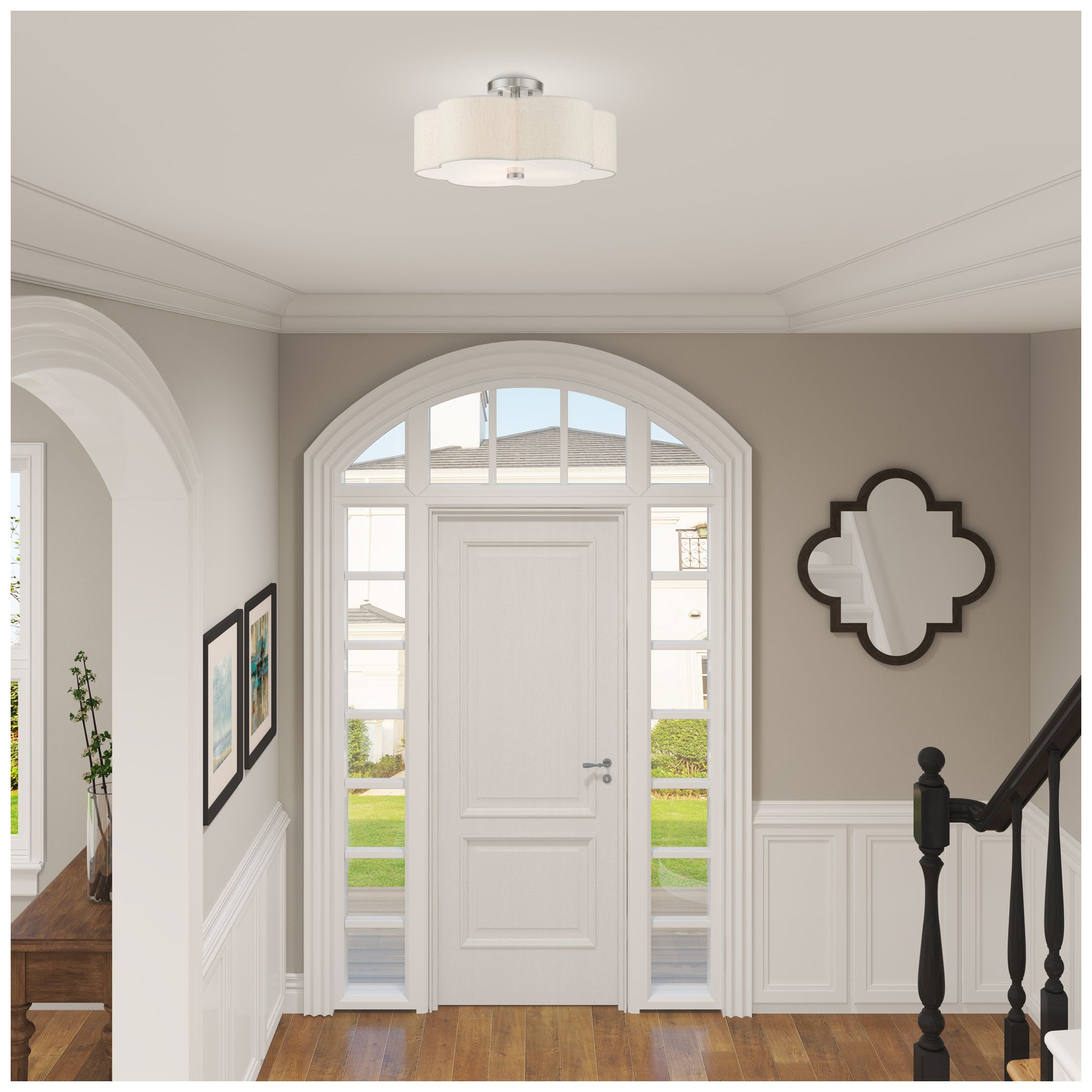 3 Light Brushed Nickel Semi Flush