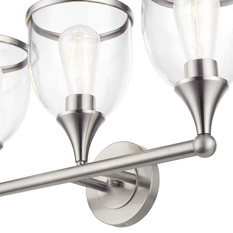 Image 6 3 Light Brushed Nickel Vanity Sconce with Mouth Blown Clear Glass more views