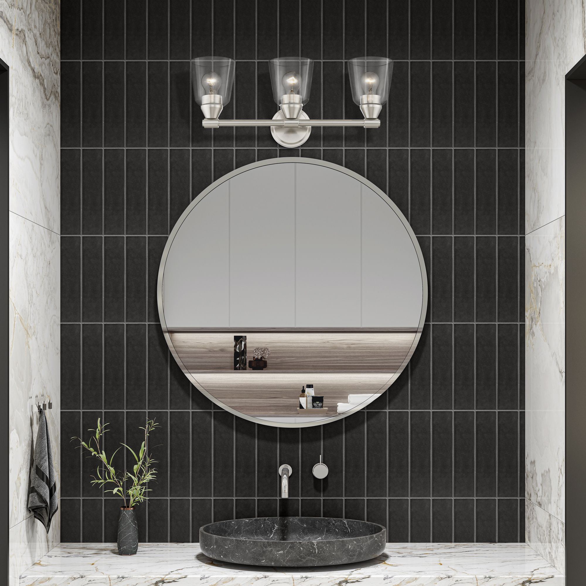 3 Light Brushed Nickel Vanity Sconce