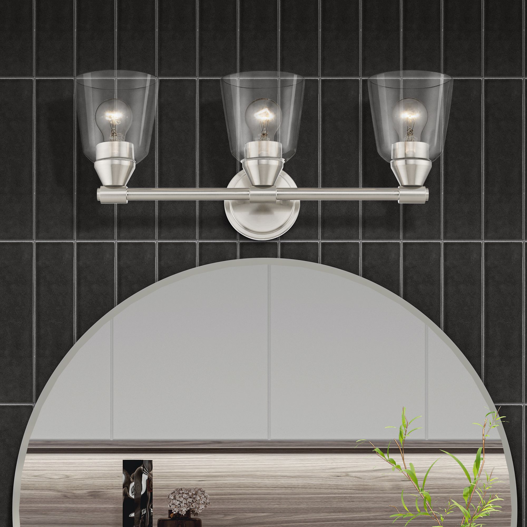 3 Light Brushed Nickel Vanity Sconce