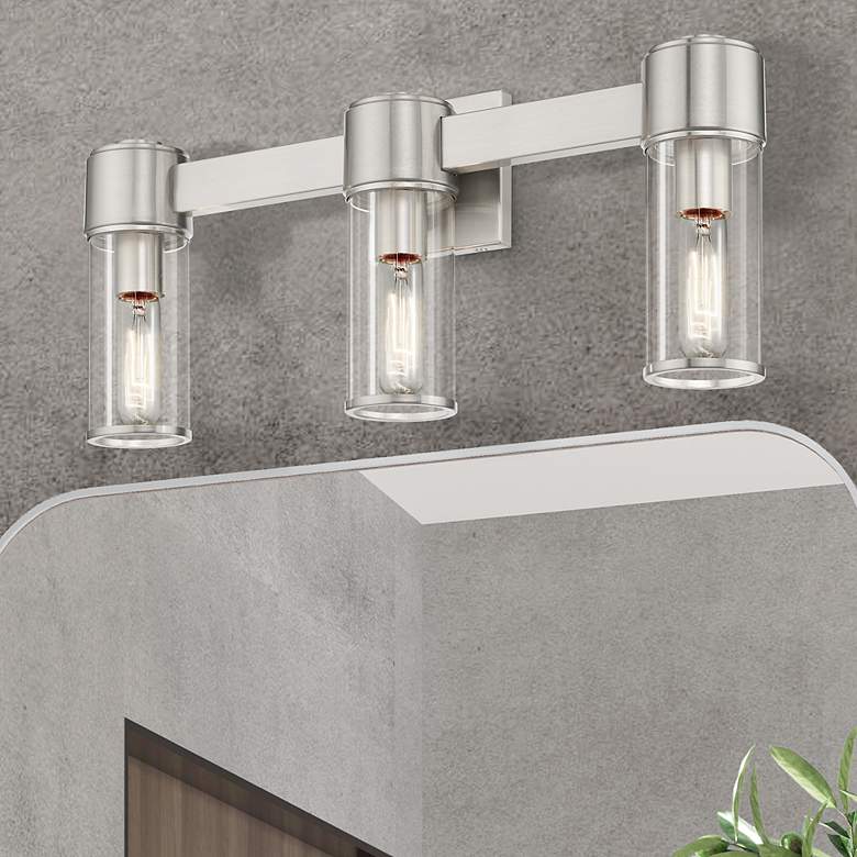 Image 1 3 Light Brushed Nickel Vanity Sconce
