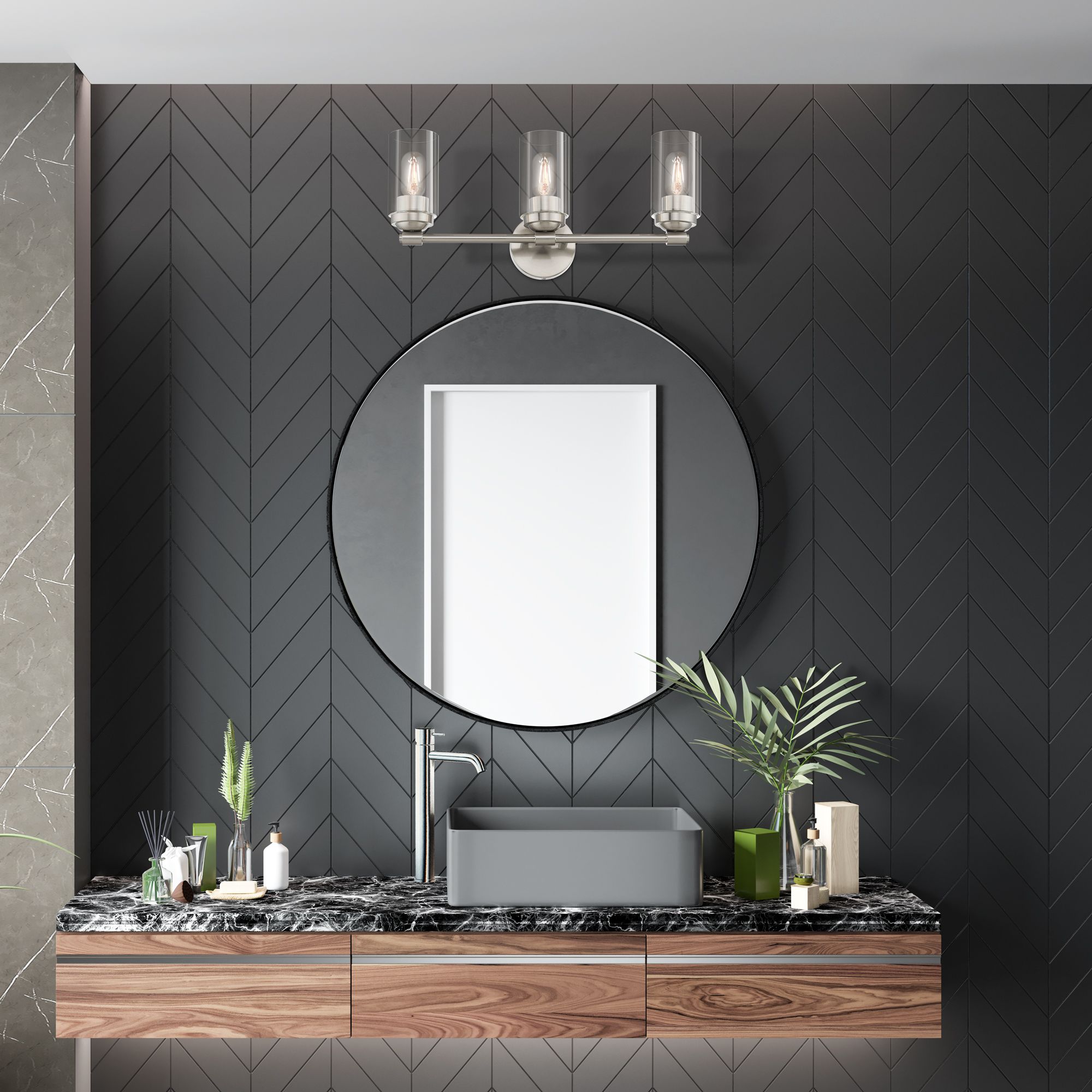 3 Light Brushed Nickel Vanity Sconce