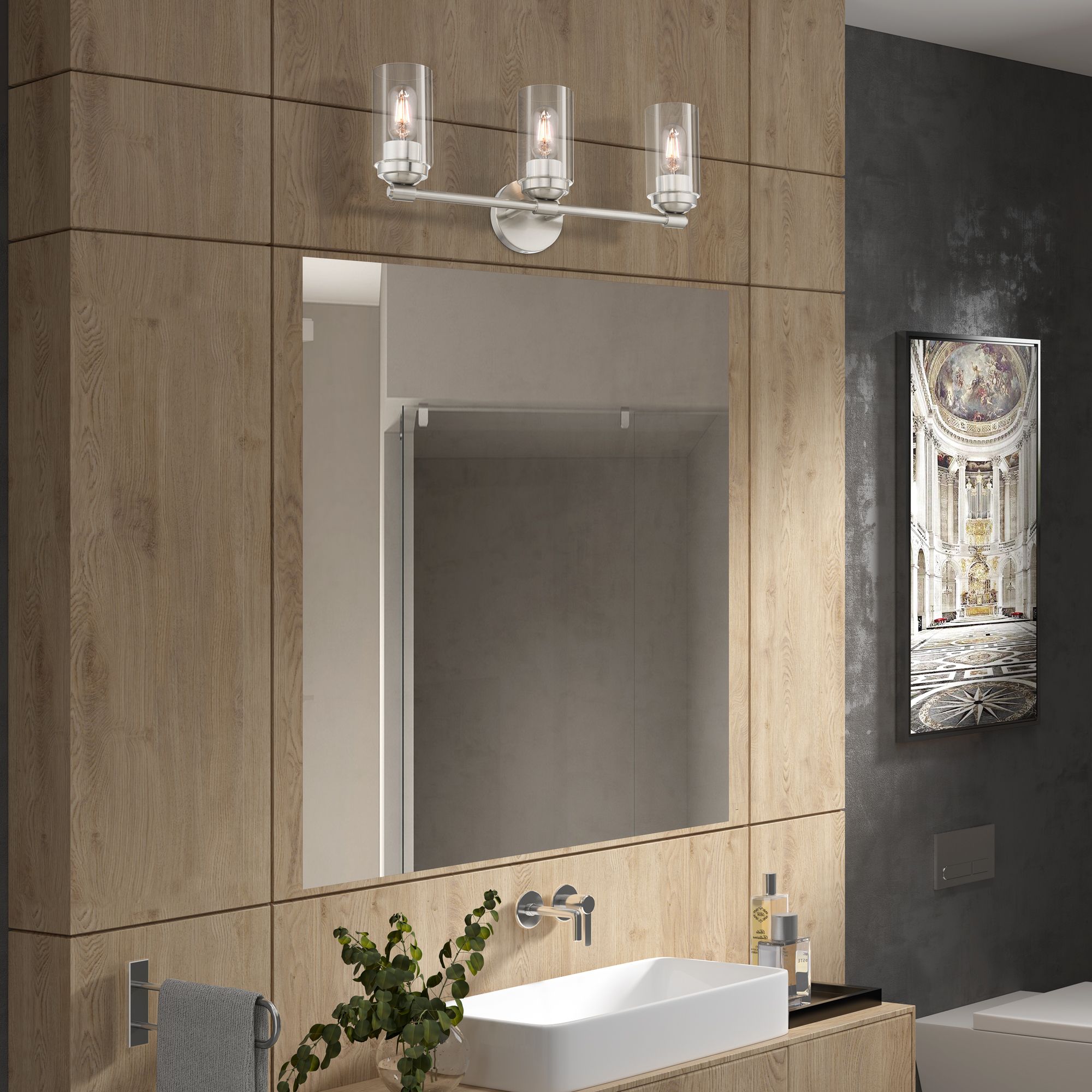 3 Light Brushed Nickel Vanity Sconce