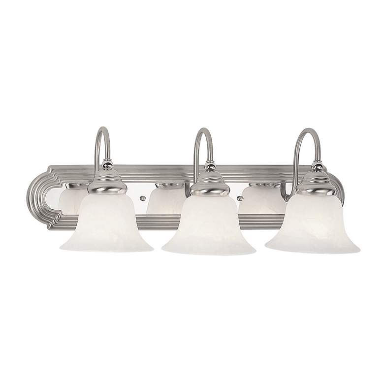 Image 4 3 Light Brushed Nickel w/ Polished Chrome Insert Bath Light more views