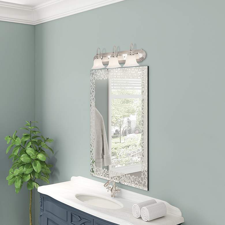 Image 5 3 Light Brushed Nickel w/ Polished Chrome Insert Bath Light more views