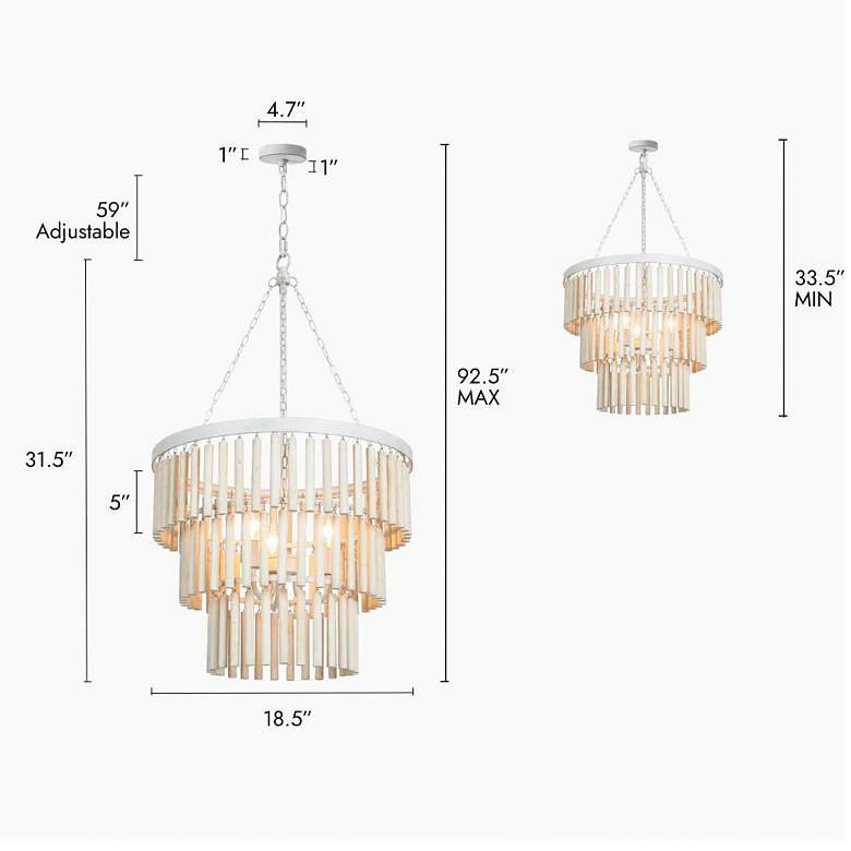 Image 2 3-Light Brushed Vintage White Chandeliers more views