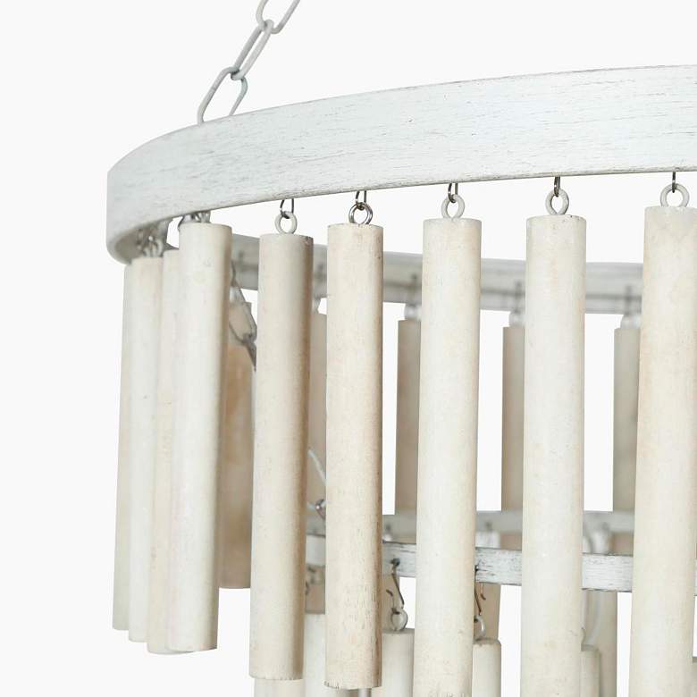 Image 4 3-Light Brushed Vintage White Chandeliers more views