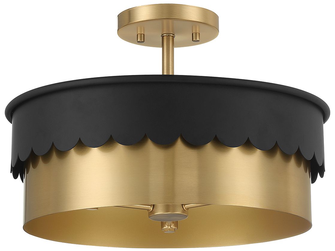 3-Light Ceiling Light in Matte Black and Natural Brass