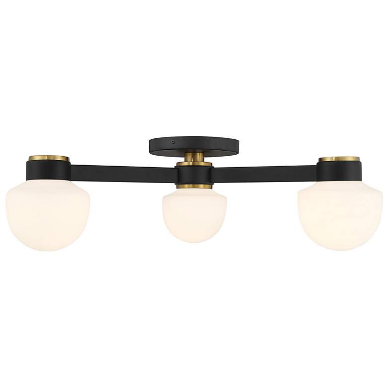 Image 1 3-Light Ceiling Light in Matte Black with Natural Brass