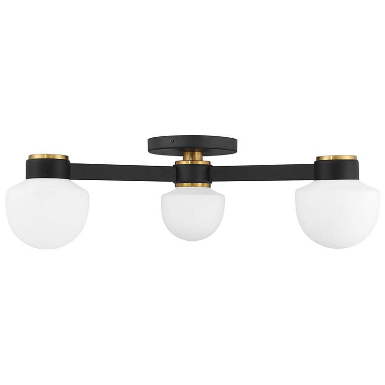 Image 2 3-Light Ceiling Light in Matte Black with Natural Brass more views