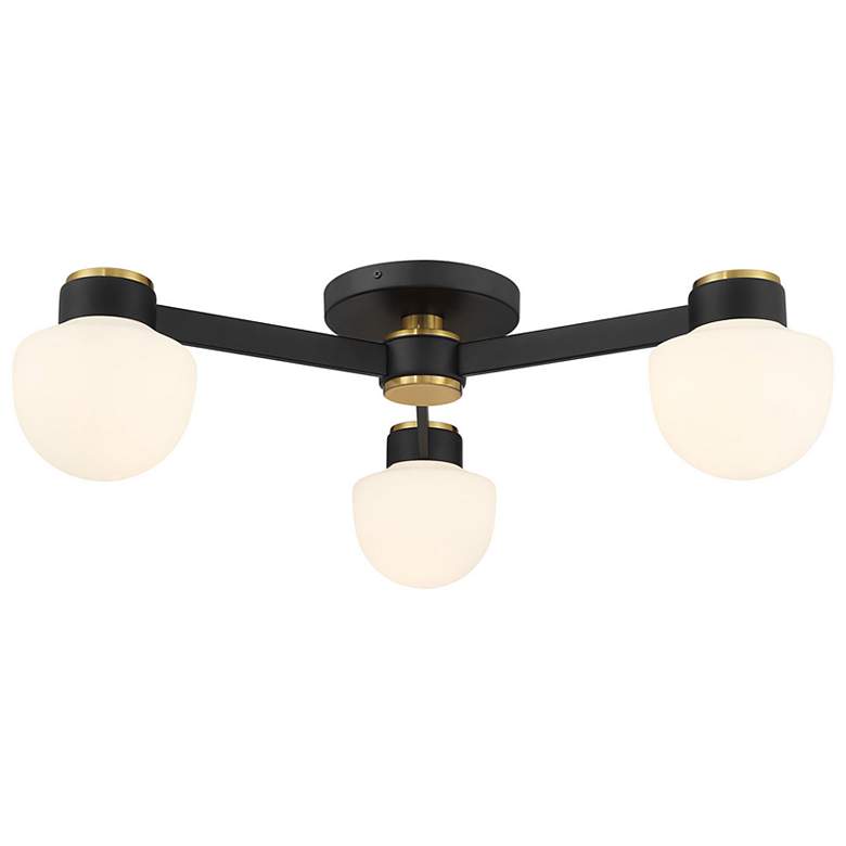 Image 3 3-Light Ceiling Light in Matte Black with Natural Brass more views