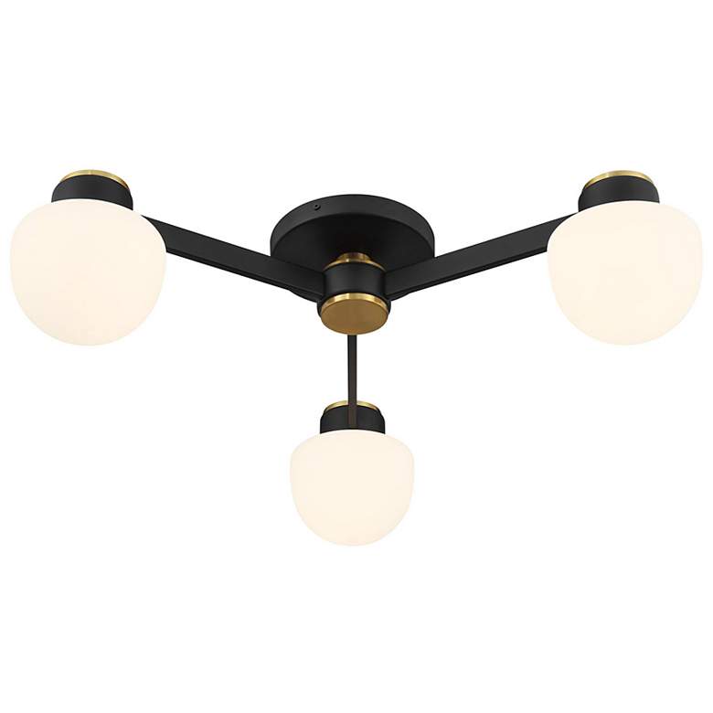 Image 4 3-Light Ceiling Light in Matte Black with Natural Brass more views