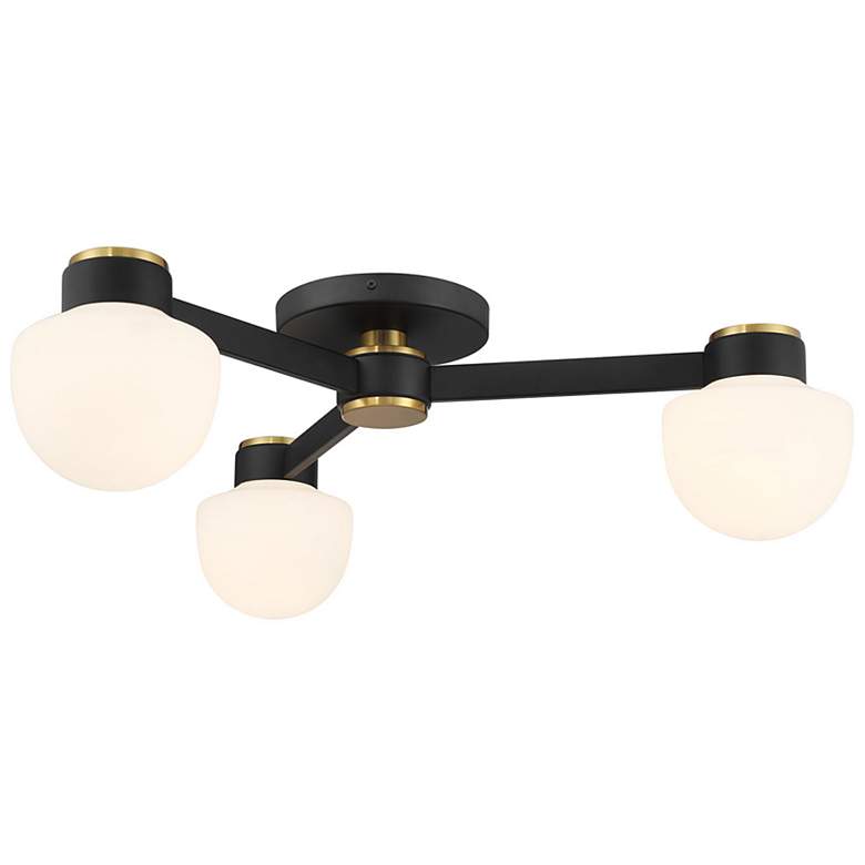 Image 5 3-Light Ceiling Light in Matte Black with Natural Brass more views