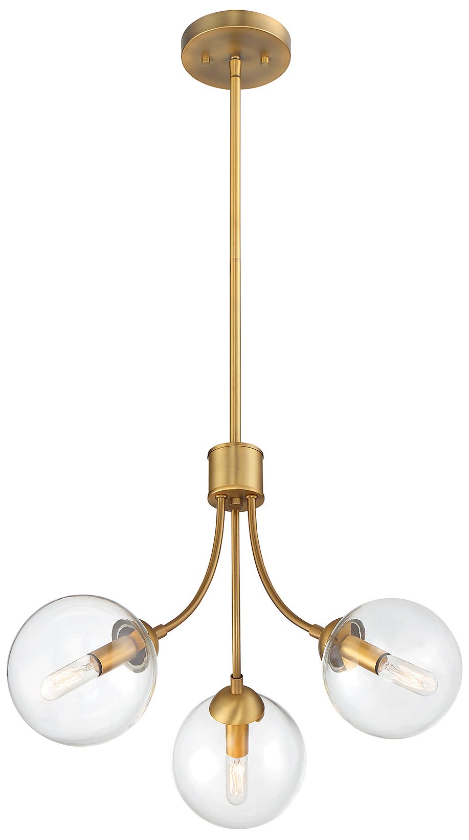 3-Light Chandelier in Natural Brass