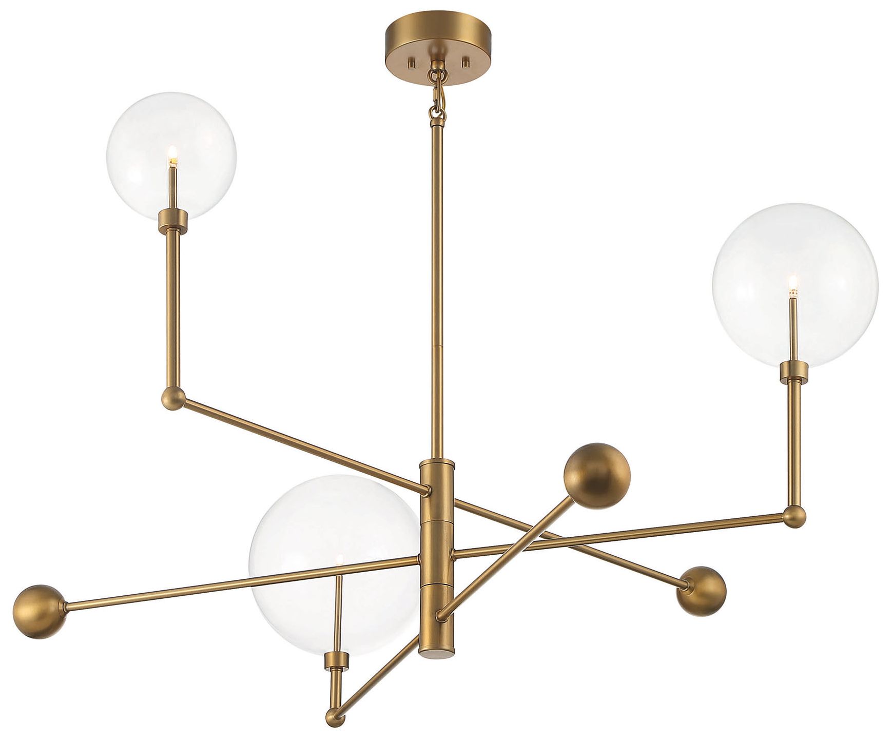 Image 4 3-Light Chandelier in Natural Brass more views