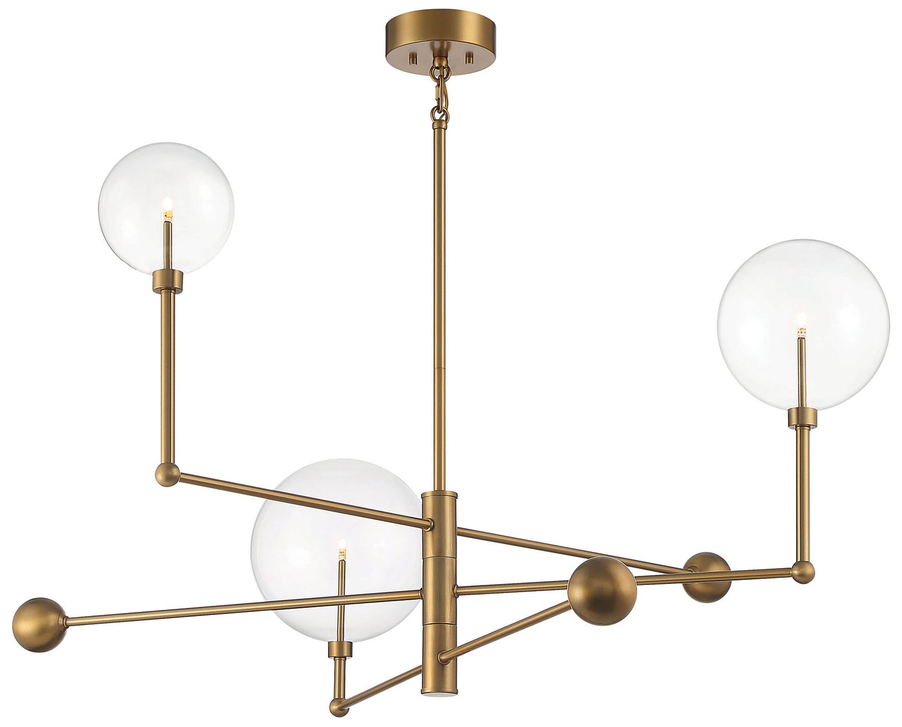 Image 5 3-Light Chandelier in Natural Brass more views