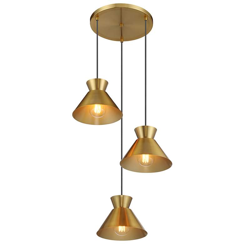 Image 3 3-Light Chandelier in White and Natural Brass more views