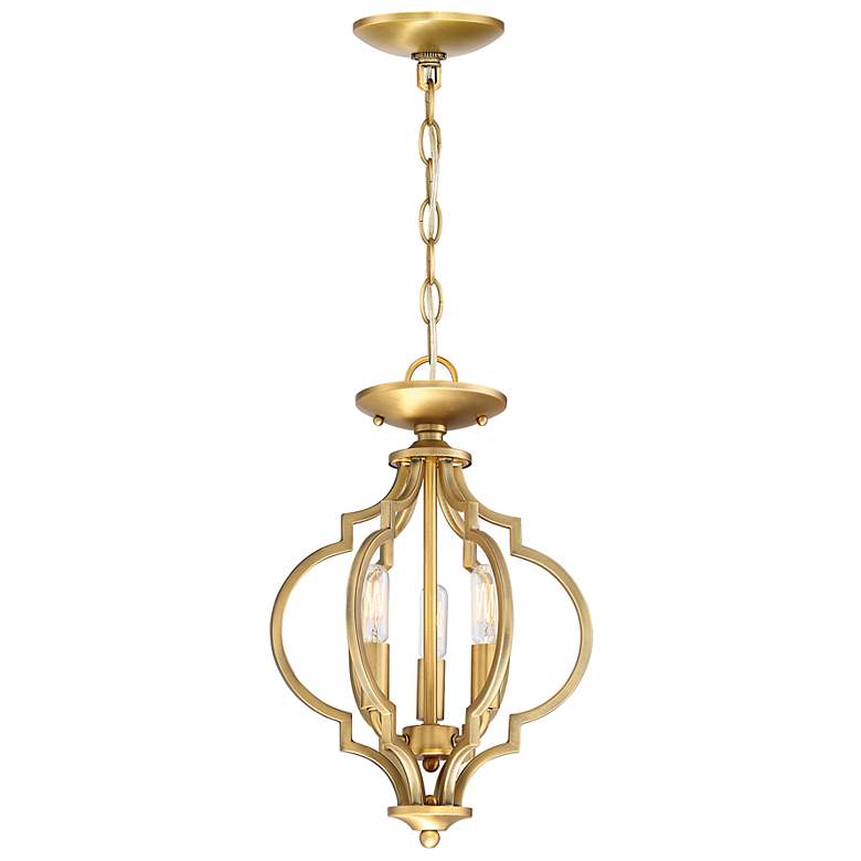 Image 2 3-Light Convertible Semi-Flush or Pendant in Natural Brass more views