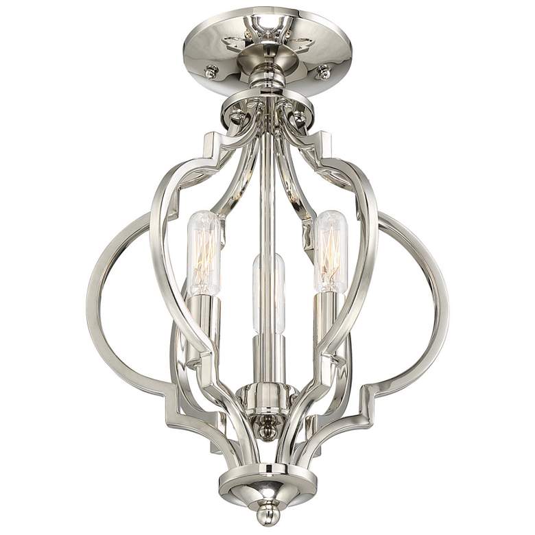 Image 1 3-Light Convertible Semi-Flush or Pendant in Polished Nickel