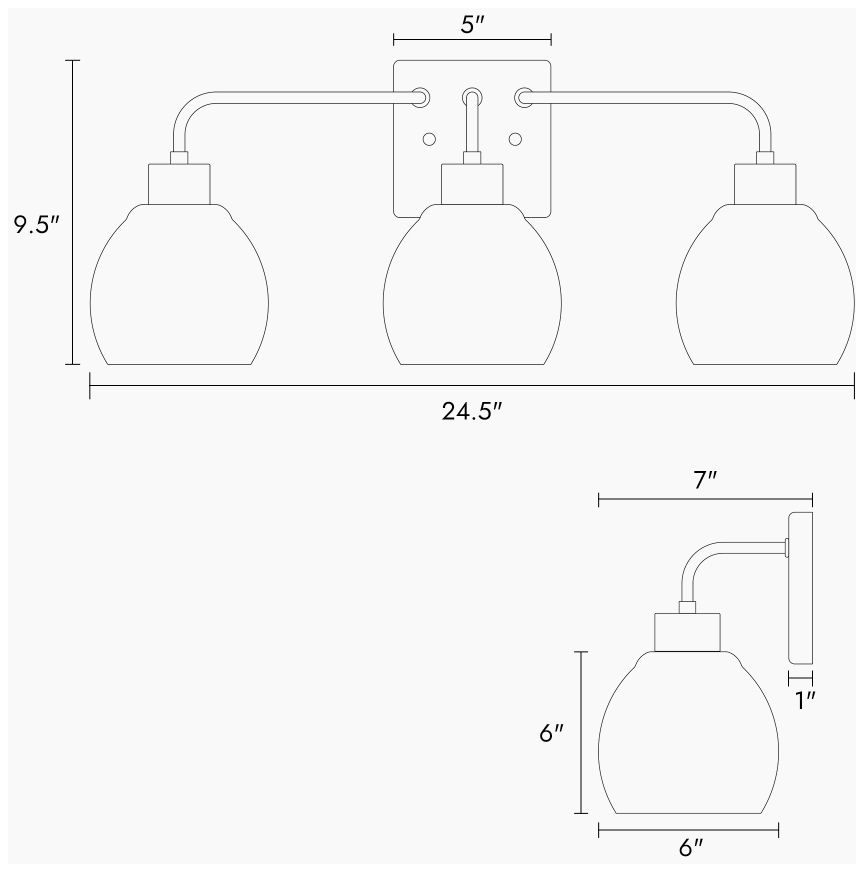 Image 2 3-Light Dark Gold Bathroom Vanity Light more views
