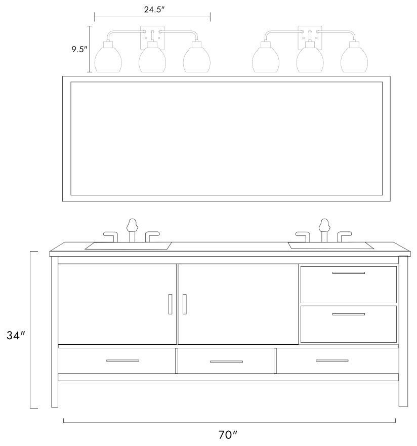 Image 3 3-Light Dark Gold Bathroom Vanity Light more views