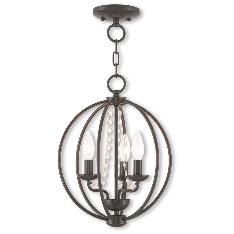 Image 2 3 Light English Bronze Convertible Mini Chandelier/Ceiling Mount