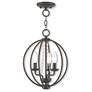 2_3 Light English Bronze Convertible Mini Chandelier/Ceiling Mount