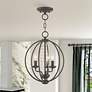 1_3 Light English Bronze Convertible Mini Chandelier/Ceiling Mount