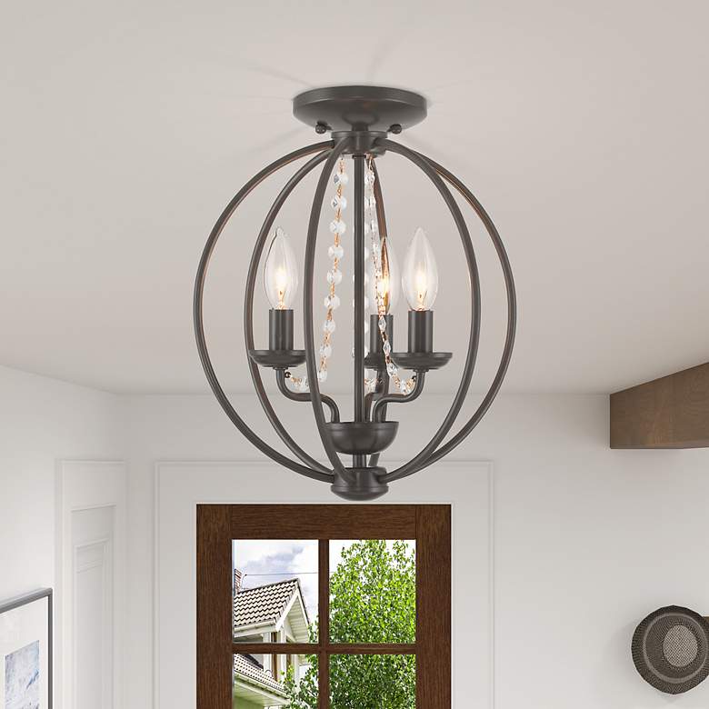 Image 6 3 Light English Bronze Convertible Mini Chandelier/Ceiling Mount more views