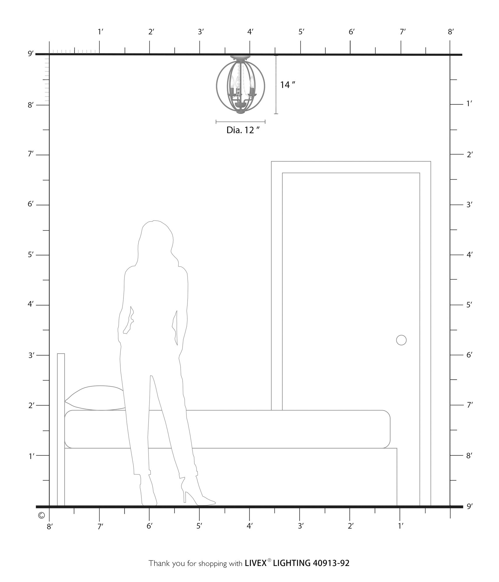 3 Light English Bronze Convertible Mini Chandelier/Ceiling Mount