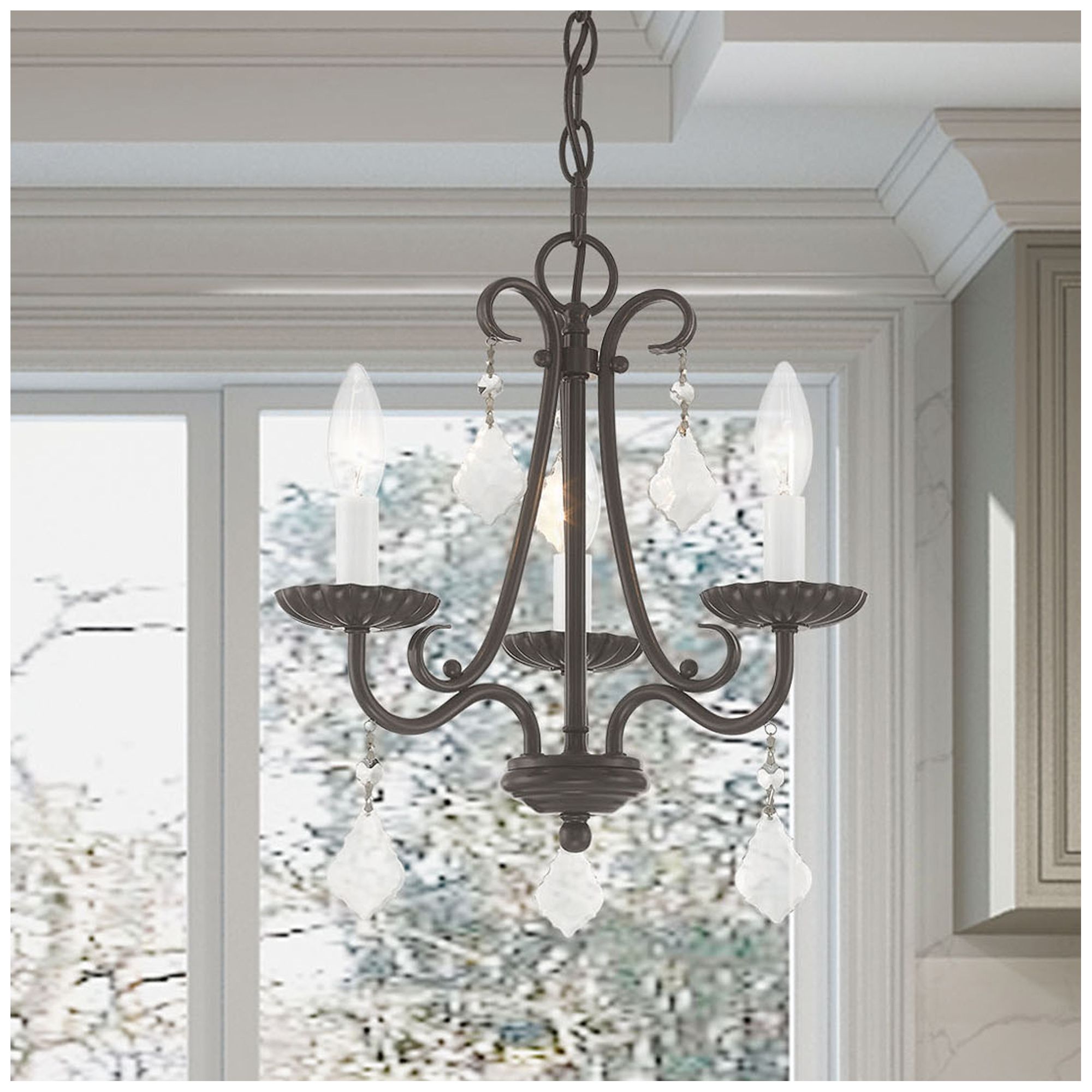 3 Light English Bronze Mini Chandelier