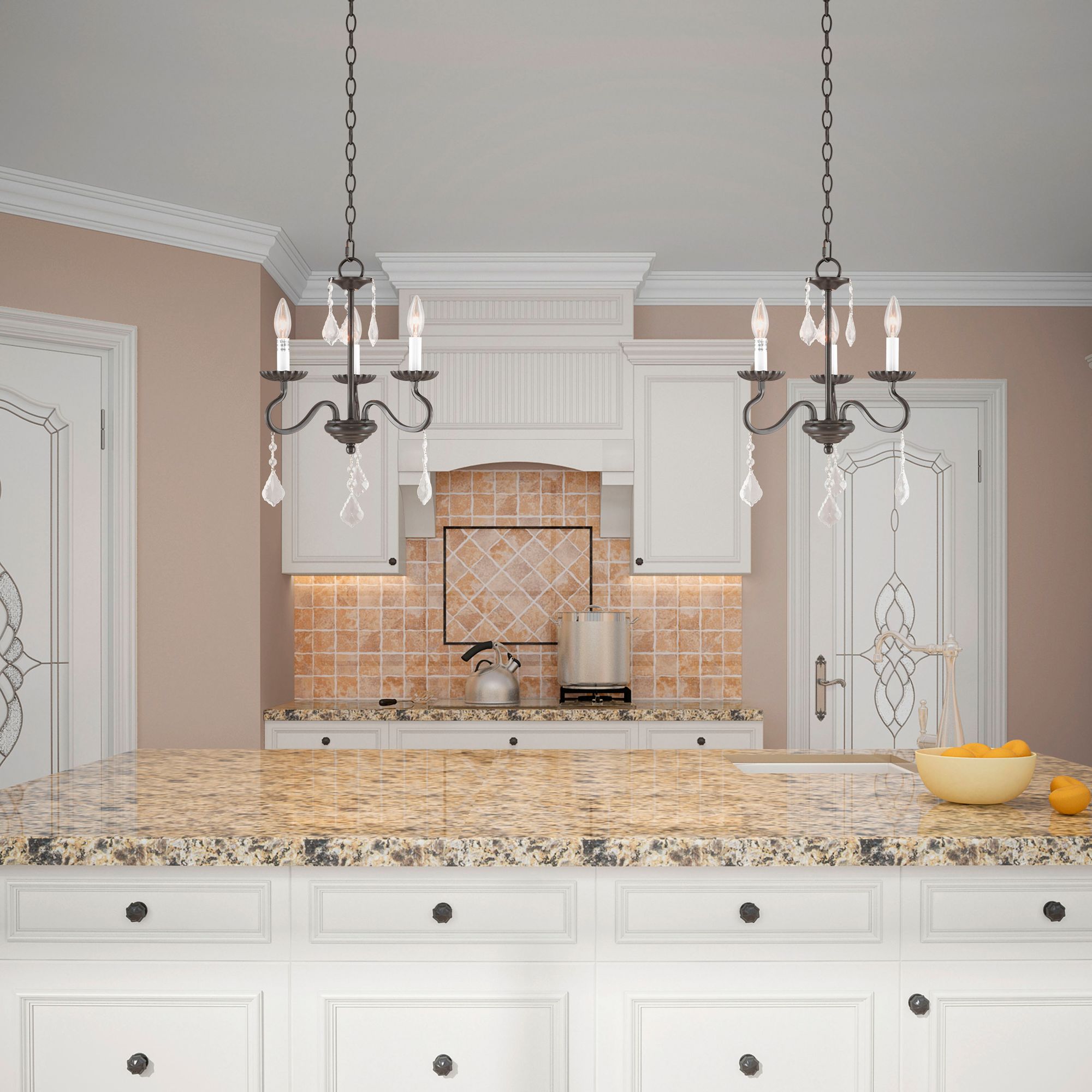 3 Light English Bronze Mini Chandelier