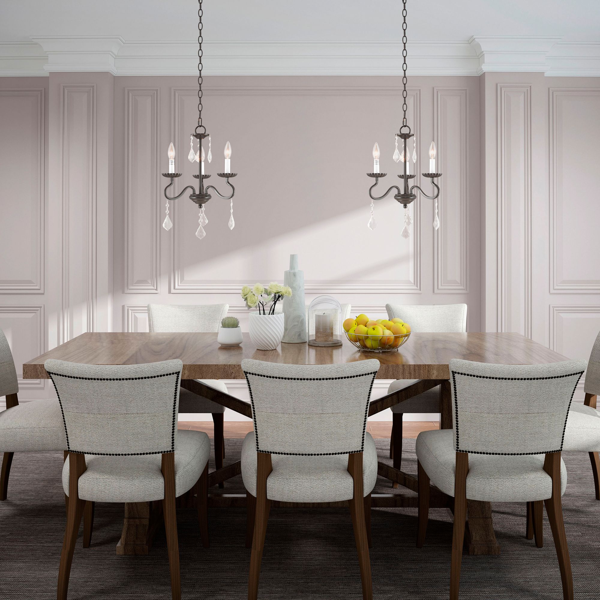 3 Light English Bronze Mini Chandelier