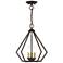 3 Light English Bronze Small Pendant with Antique Brass Finish Accents