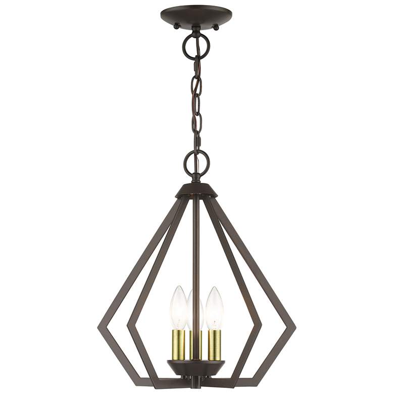 Image 1 3 Light English Bronze Small Pendant with Antique Brass Finish Accents