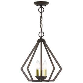 Image1 of 3 Light English Bronze Small Pendant with Antique Brass Finish Accents