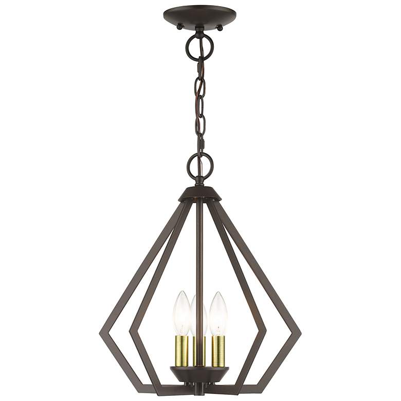 Image 2 3 Light English Bronze Small Pendant with Antique Brass Finish Accents