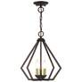 2_3 Light English Bronze Small Pendant with Antique Brass Finish Accents