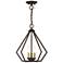 3 Light English Bronze Small Pendant with Antique Brass Finish Accents