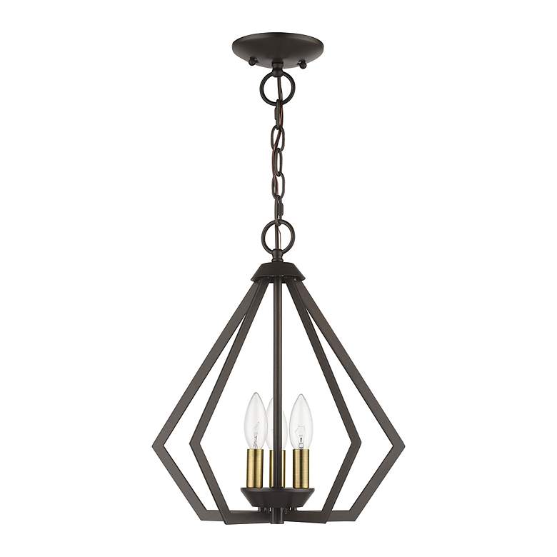Image 4 3 Light English Bronze Small Pendant with Antique Brass Finish Accents more views