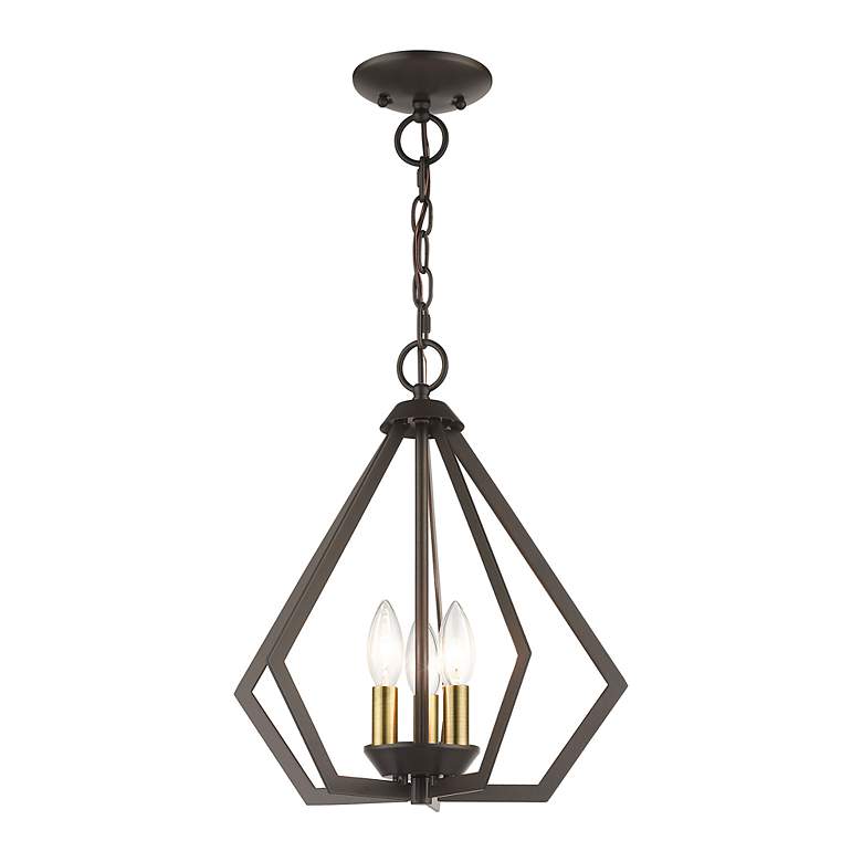 Image 5 3 Light English Bronze Small Pendant with Antique Brass Finish Accents more views