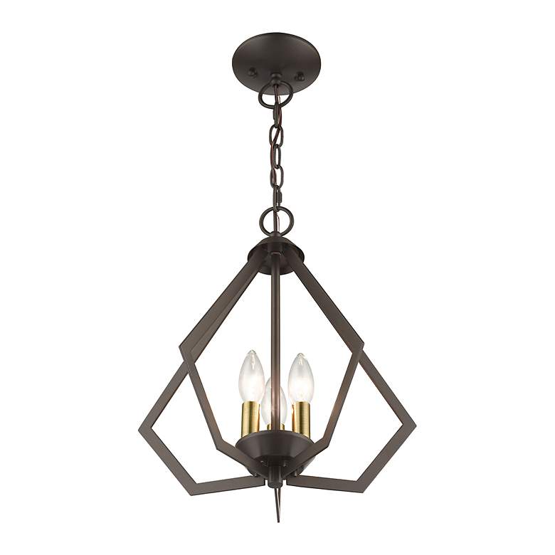 Image 6 3 Light English Bronze Small Pendant with Antique Brass Finish Accents more views
