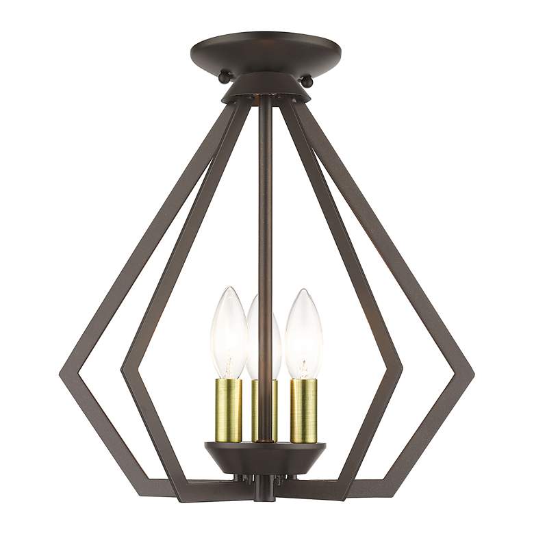Image 7 3 Light English Bronze Small Pendant with Antique Brass Finish Accents more views
