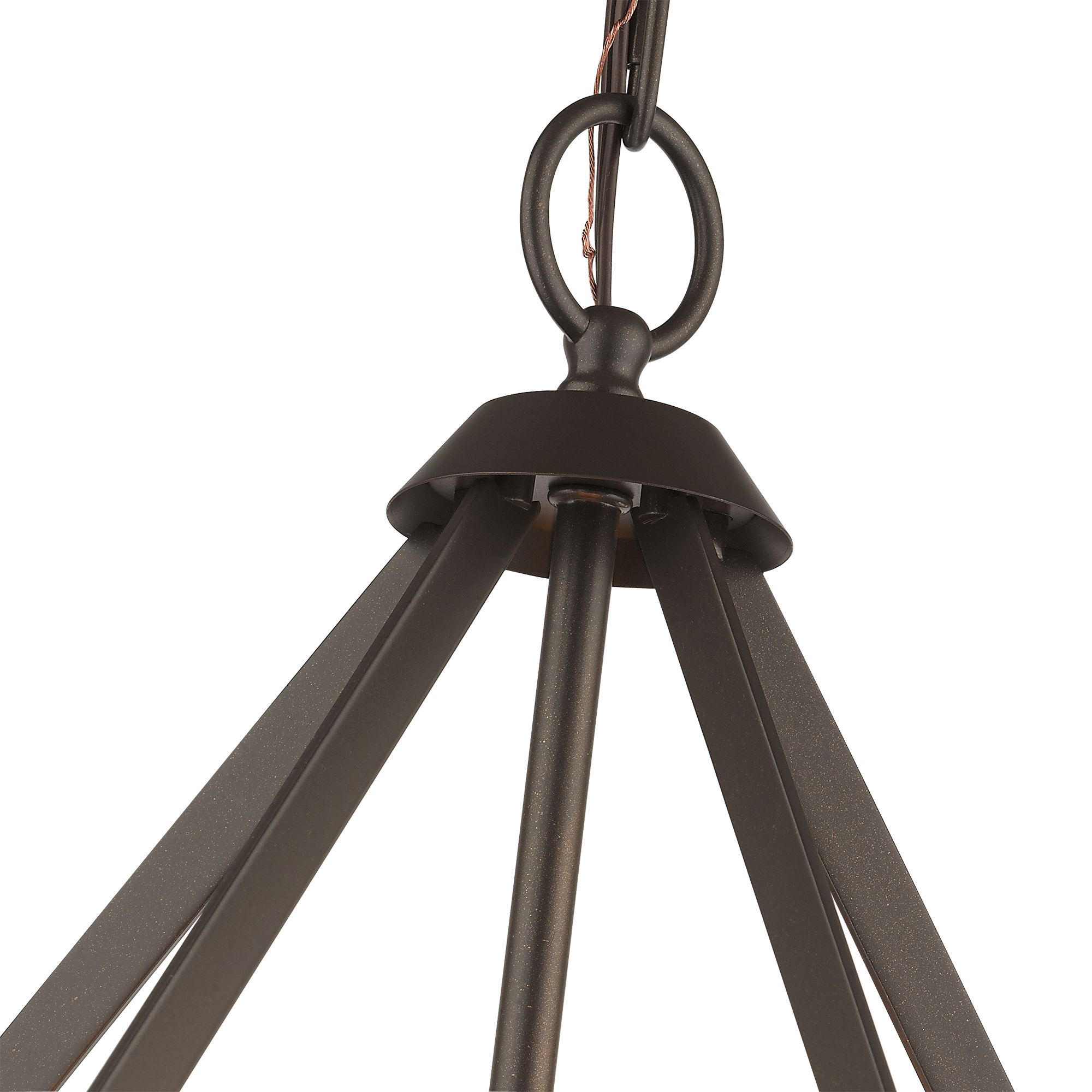 3 Light English Bronze Small Pendant with Antique Brass Finish Accents