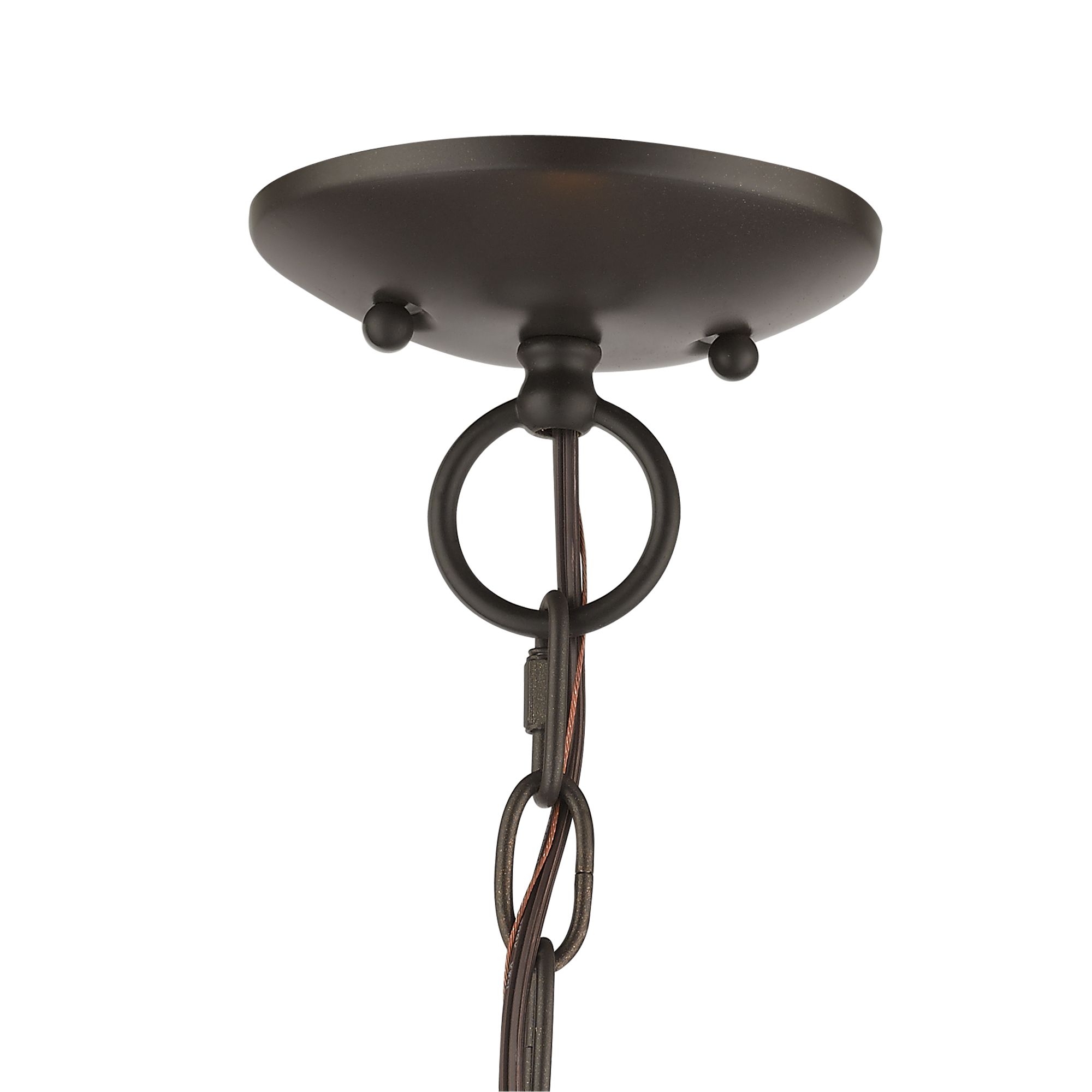 3 Light English Bronze Small Pendant with Antique Brass Finish Accents
