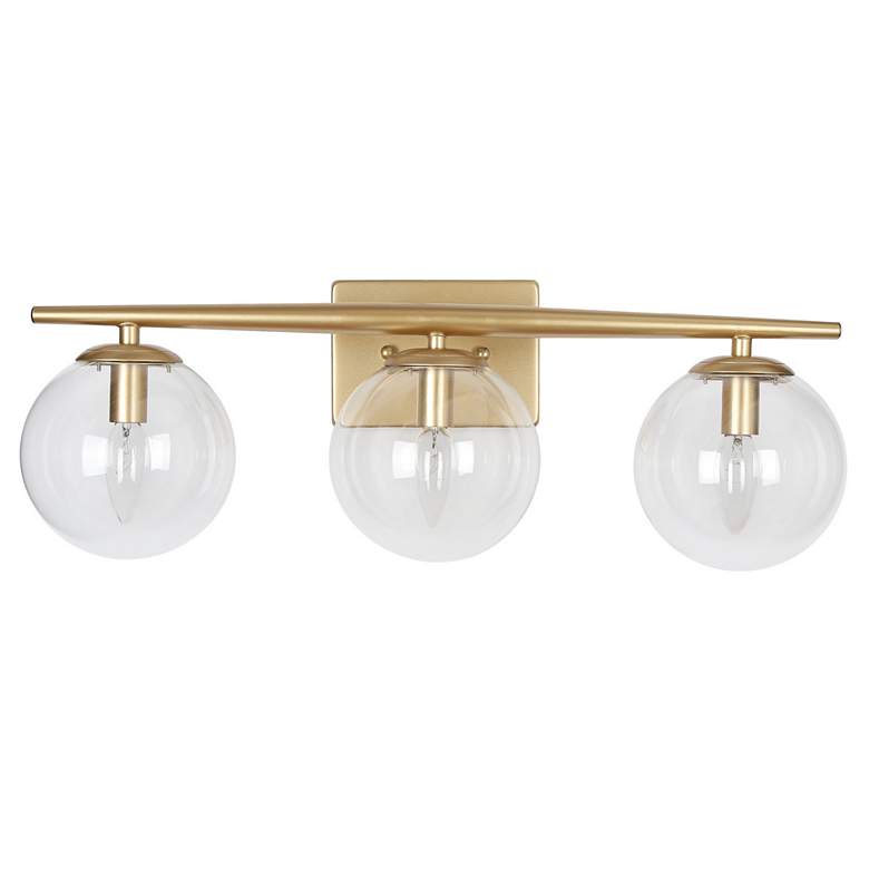 Image 1 3-Light Glass and Brass Bath Light