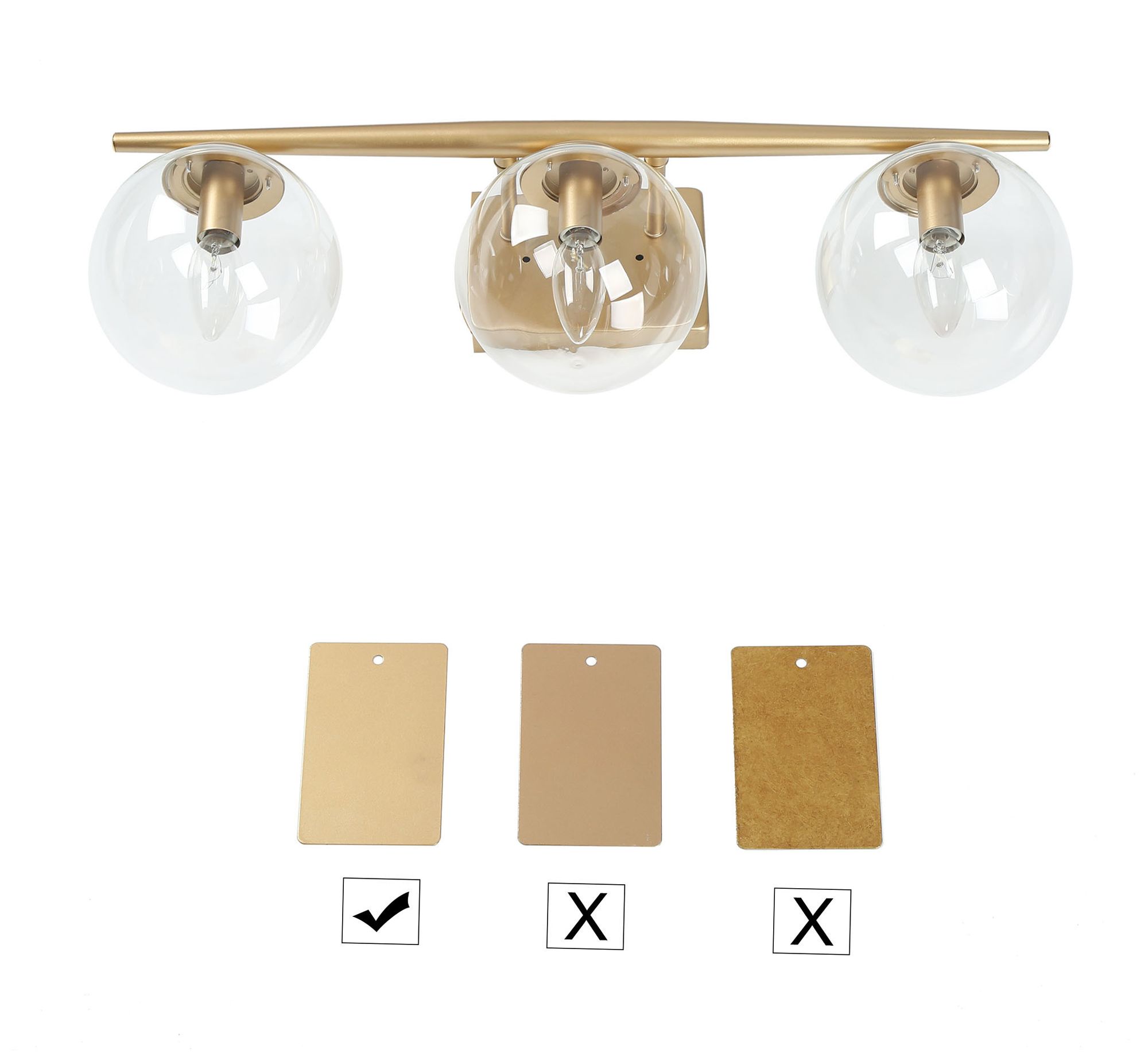 Image 3 3-Light Glass and Brass Bath Light more views